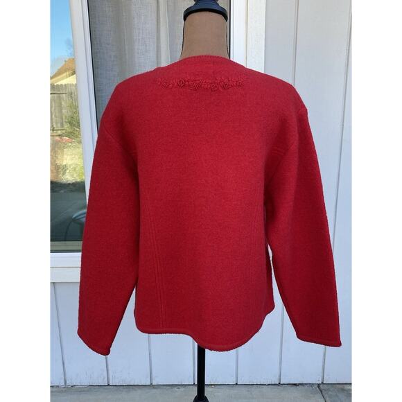 Vintage Pendleton 100% Virgin Wool Red Cardigan Embroidery Women’s Large - Picture 11 of 16